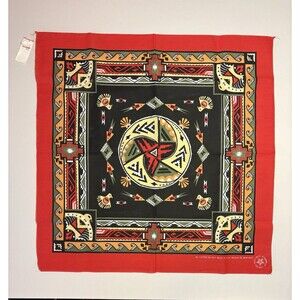 New Wamcraft SouthWestern Eagle Bandana Native Aztec Print Red USA Cotton Vtg